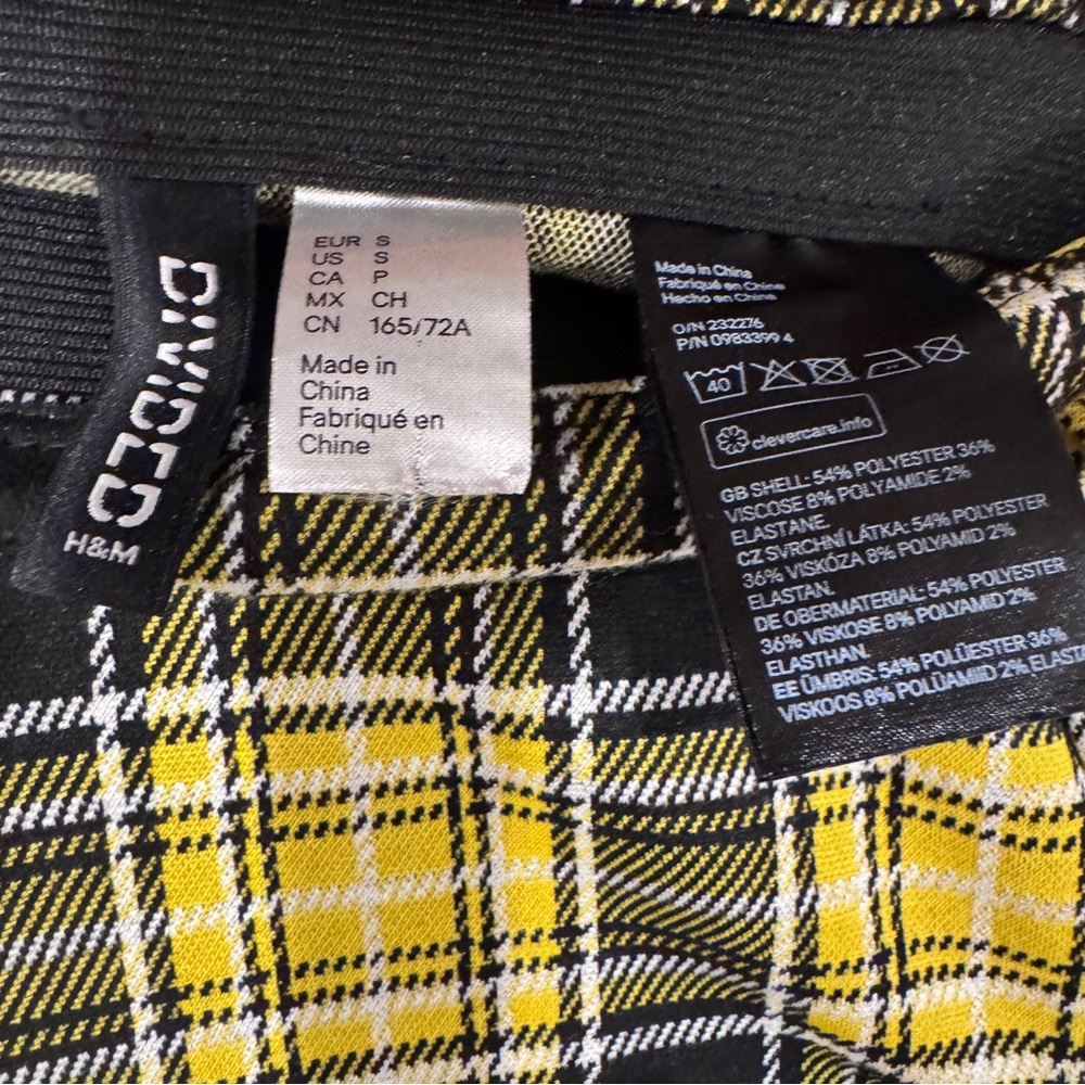 H&M Divided Yellow & Black Plaid A-Line Mini Skirt School Girl Style Small Women - Picture 8 of 8